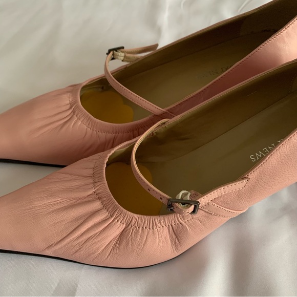 pink ruched pointy toe heels - Picture 3 of 9